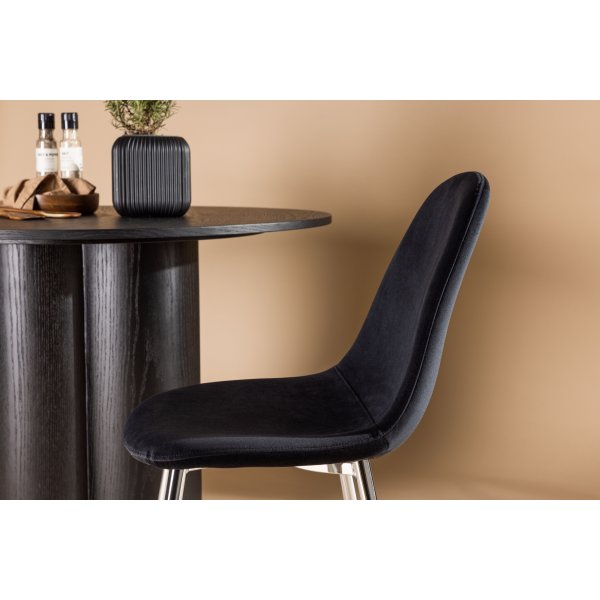 Bridge Esszimmerstuhl - Schwarzer Samt/Chrom