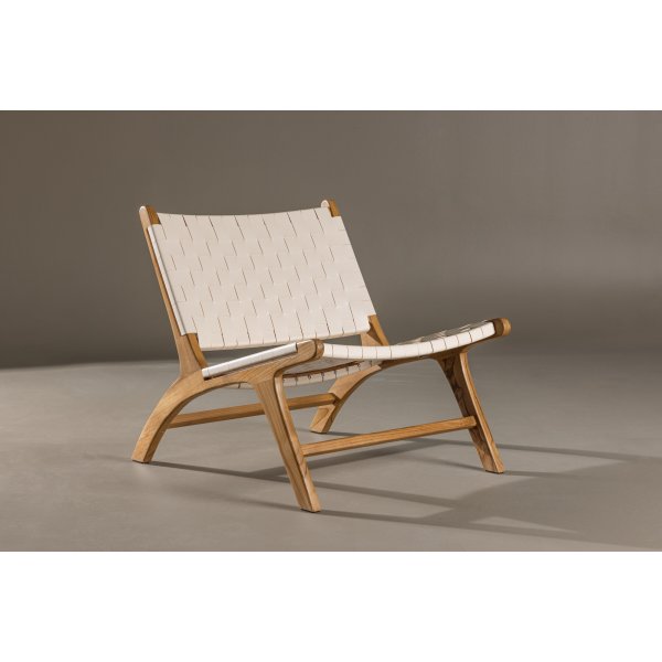 Rike Loungesessel - Creme PU/Teak Rike Loungesessel - Creme PU/Teak