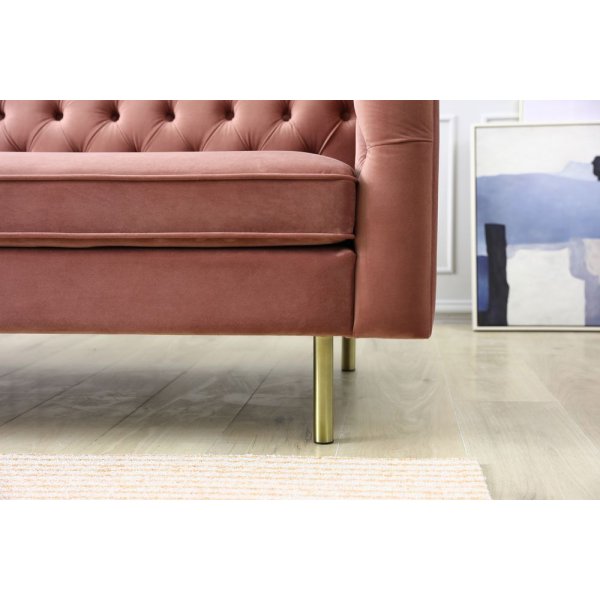 Toto 3-Sitzer-Sofa in Rosa mit goldenen Beinen