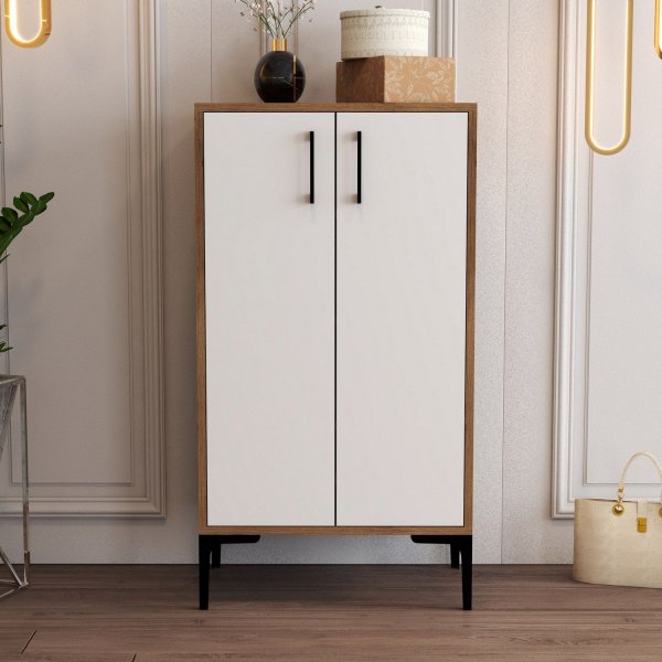 Prager Schuhschrank - Nussbaum/weiß Prager Schuhschrank - Nussbaum/weiß