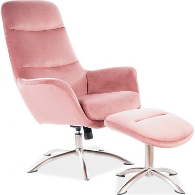 Nixon-Sessel mit Fuhocker aus rosa Samt