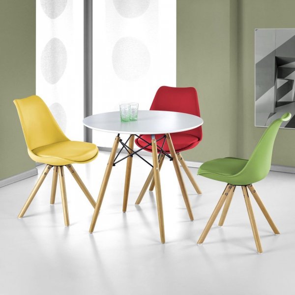 Birke runder Esstisch 80 cm - Wei/Buch