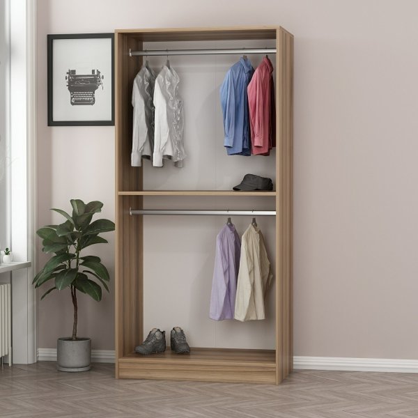 Cavolo Kleiderschrank 90x52x210 cm - Braun/Rauch