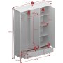 Barock-Kleiderschrank mit 3 Tren - Grau