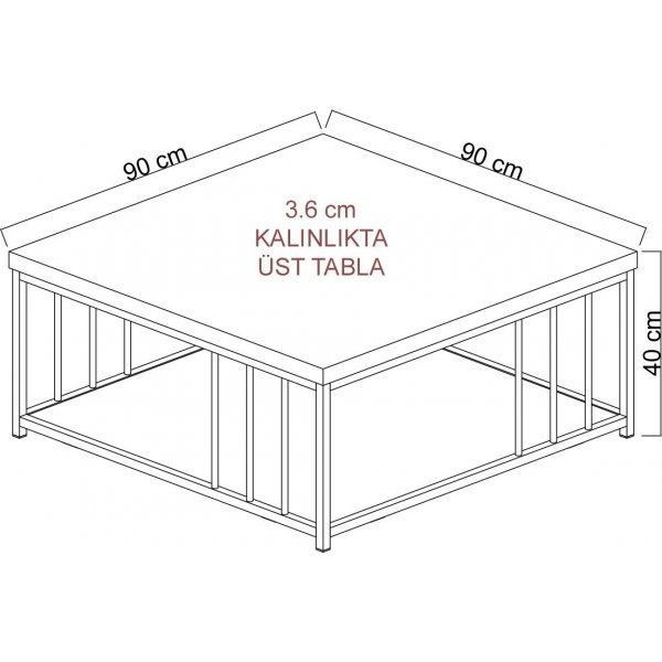 Zenn Couchtisch 90 x 90 cm - Walnuss/Schwarz