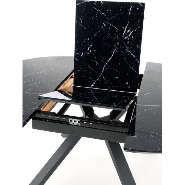 Dizzy runder Esstisch Ø130x130-180 cm - Schwarzer Marmoreffekt Dizzy runder Esstisch Ø130x130-180 cm - Schwarzer Marmoreffekt