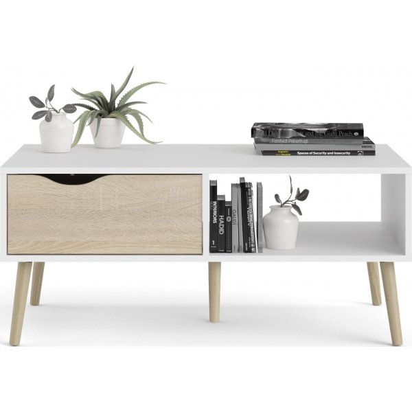 Oslo Couchtisch 99 x 39 cm - Wei/Eiche