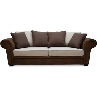 Delux 3-Sitzer-Sofa mit Kissen - Braun/Beige/Vintage + Mbelpflegeset fr Textilien