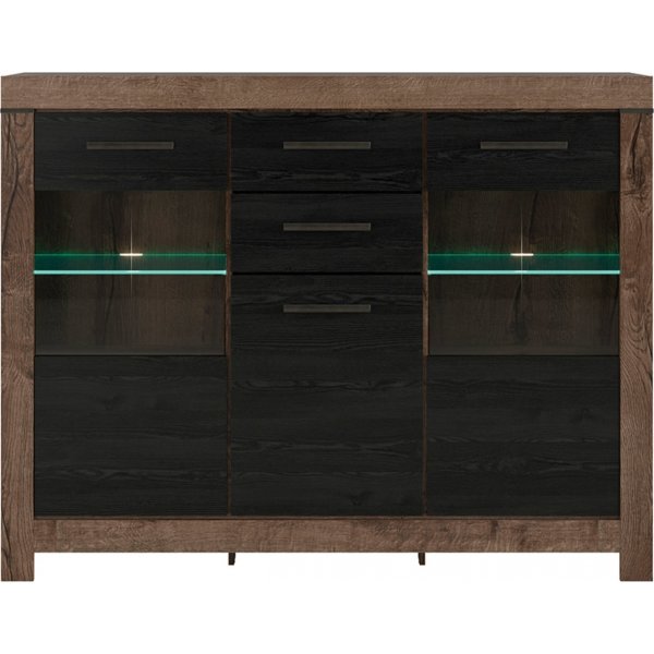 Balin Vitrine - Dunkle Eiche/schwarze Eiche