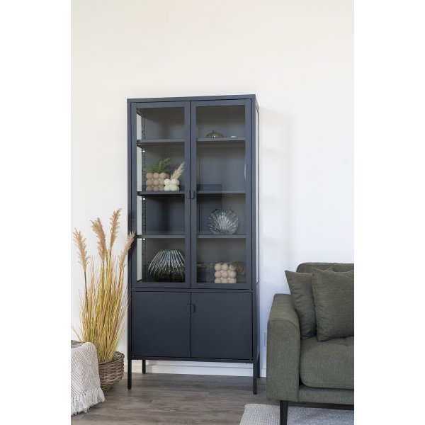 Brisbane Vitrine 80x35x180 cm - Schwarz