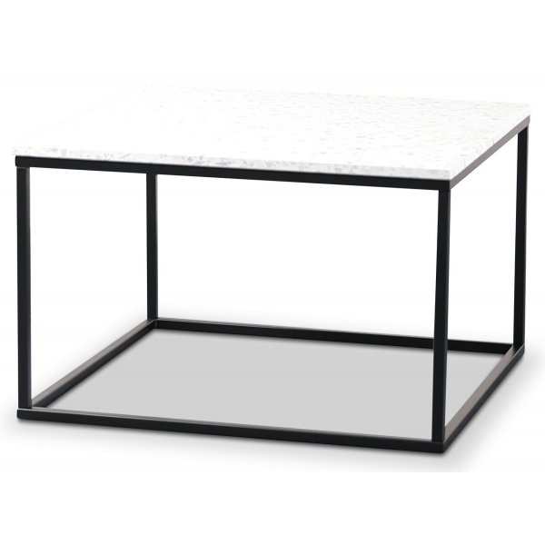 Terrazzo Couchtisch 75x75cm - Bianco Terrazzo & schwarzes Untergestell