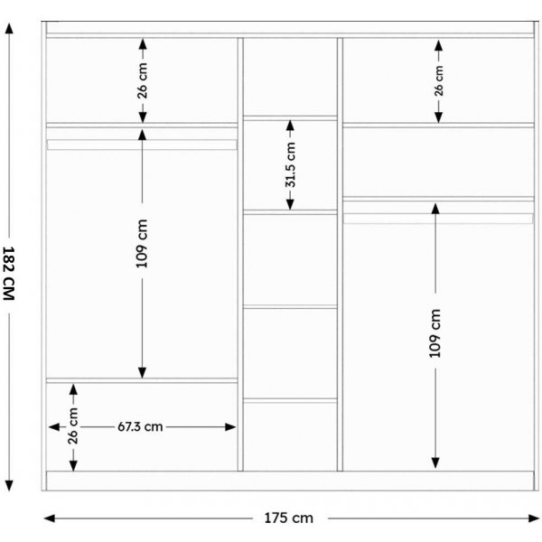 Henna-Kleiderschrank 175 x 50 x 182 cm - Weiß Henna-Kleiderschrank 175 x 50 x 182 cm - Weiß