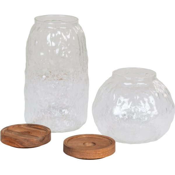 Glasgefäß aus Taipei - Glas/Akazienholz Glasgefäß aus Taipei - Glas/Akazienholz