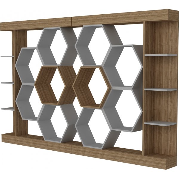 B�cherregal Sueno - Wei�/Walnuss