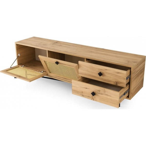 Happy Media Bank 180 cm - Eiche/schwarz