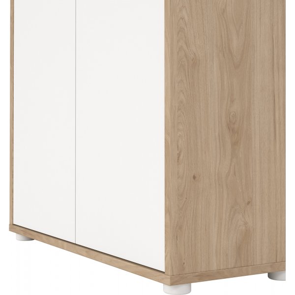 Sign hohes B�cherregal mit 4 T�ren - Wei�/Hickory