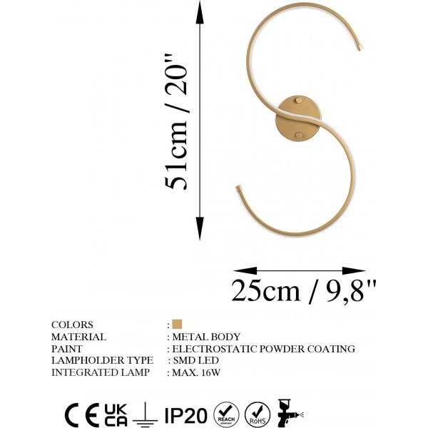 Es Wandleuchte - Gold Es Wandleuchte - Gold