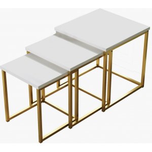 Voyage Tisch 7, 30/35/40x30/35/40 cm - Wei/Gold