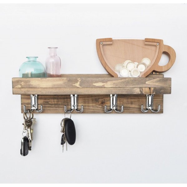 Abstraktes Wandregal 37 - Nussbaum