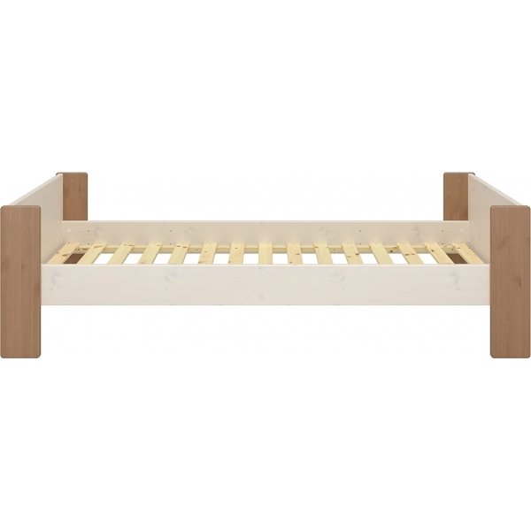 Fr Kinder Einzelbett 90 x 200 cm - Wei/Grau/Braun