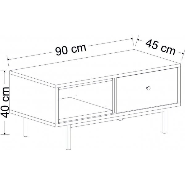 Natrlicher Couchtisch 90 x 45 cm - Anthrazit