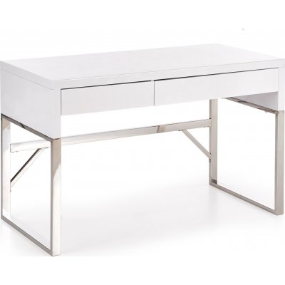 Caitlyn Schreibtisch in Wei Hochglanz 120x60 cm mit verchromten Beinen
