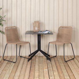 Way Outdoor-Essgruppe mit 2 Lindos-Sthlen - Schwarz/Braun