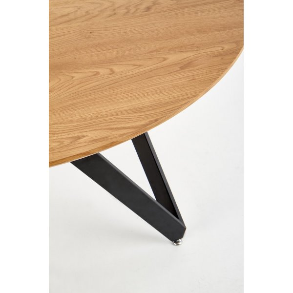 Metallischer runder Esstisch 120 cm - Eiche/Schwarz