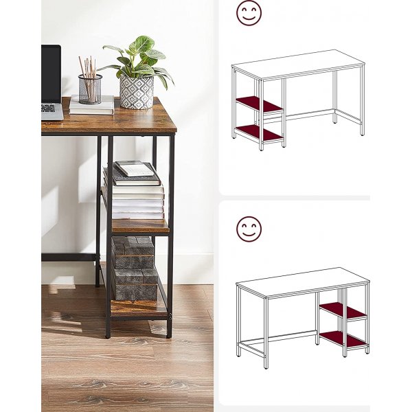 Osman Schreibtisch 120 x 60 cm - Braun/Schwarz