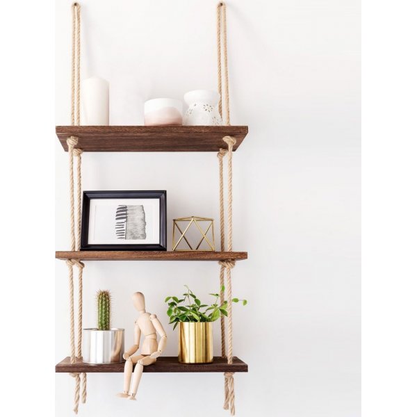 Abstraktes Wandregal 41 - Nussbaum