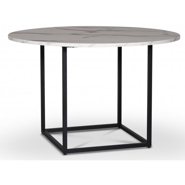 Sintorp Essgruppe, Esstisch rund Ø115 cm inkl. 4 Orust Freischwinger schwarz - Weißer Marmor (Laminat) + 3.00 x Möbelfüße Sintorp Essgruppe, Esstisch rund Ø115 cm inkl. 4 Orust Freischwinger schwarz - Weißer Marmor (Laminat) + 3.00 x Möbelfüße