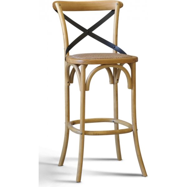 Gaston Barhocker mit Kreuz auf der Rckenlehne und Rattansitz + Fleckentferner fr Mbel