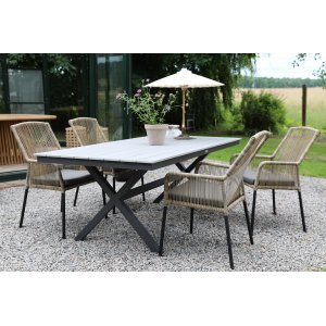 Stokke Essgruppe für draußen Tisch inkl. 4 Stühlen - Grau/schwarz/Natur