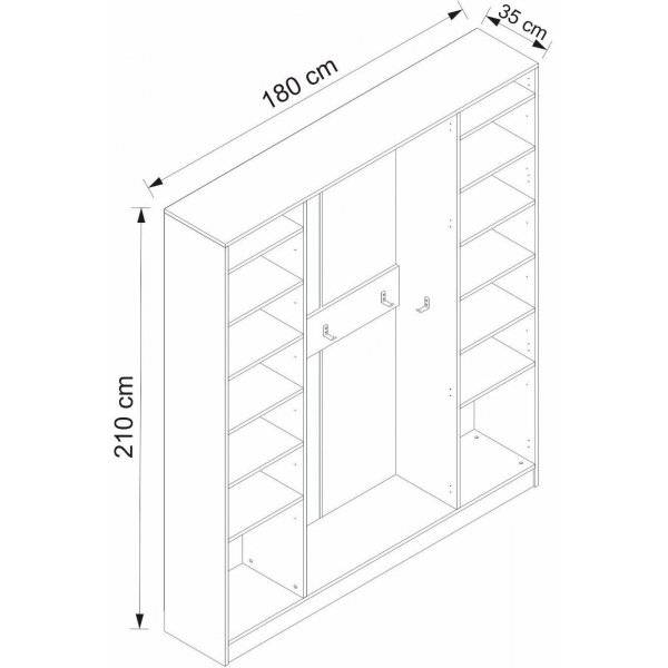 Armadio Flurmöbel 180 x 35 x 210 cm - Weiß Armadio Flurmöbel 180 x 35 x 210 cm - Weiß