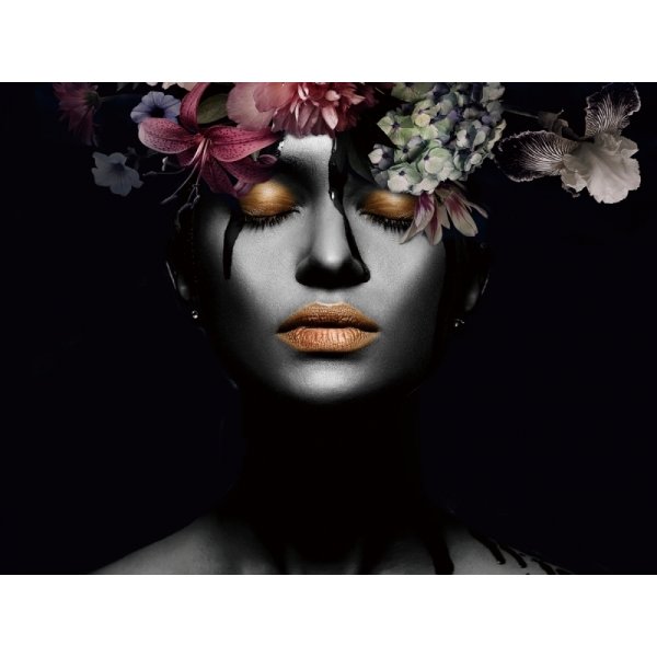 Glasmalerei - Blumenfrau 3 - 80 x 80 cm