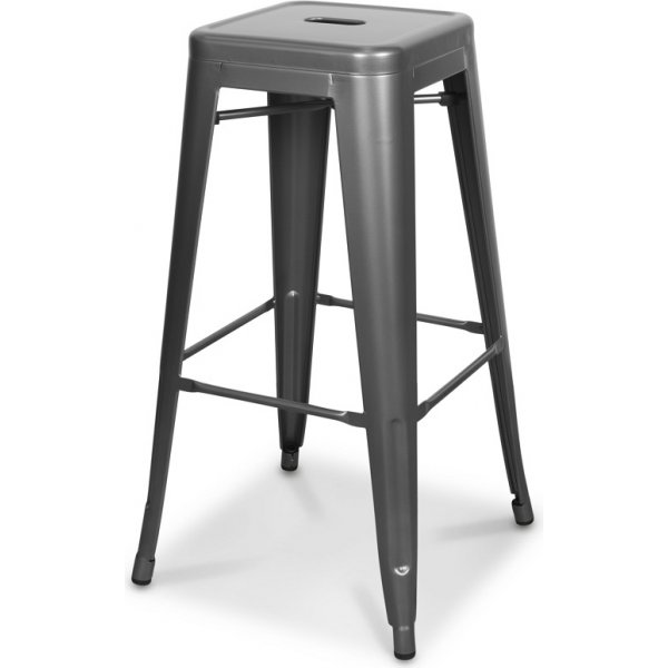 Barhocker Industrie - Geb�rsteter Stahl + M�belf��e