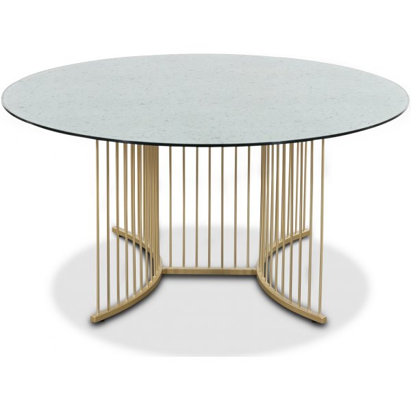 Tiffany Falcon Couchtisch 100 cm - Messing / Terrazzo-Glasplatte