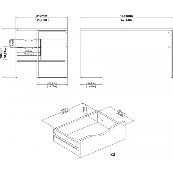 Function Plus Schreibtisch 145,1 x 81 x 76,8 cm - Schwarz/Eiche Function Plus Schreibtisch 145,1 x 81 x 76,8 cm - Schwarz/Eiche