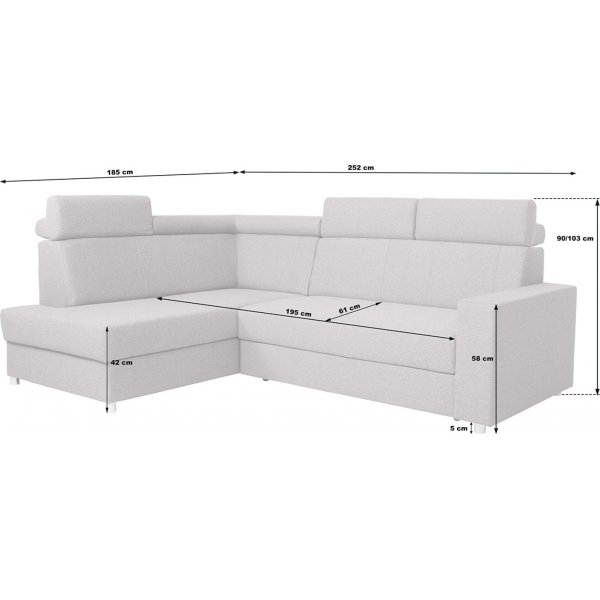 Lone Ecksofa links - Grau