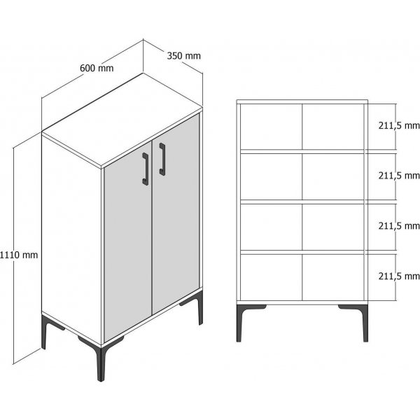 Prager Schuhschrank - Nussbaum/weiß Prager Schuhschrank - Nussbaum/weiß
