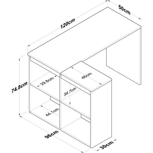 Haylie Eckschreibtisch 120x50 cm - Eiche/wei