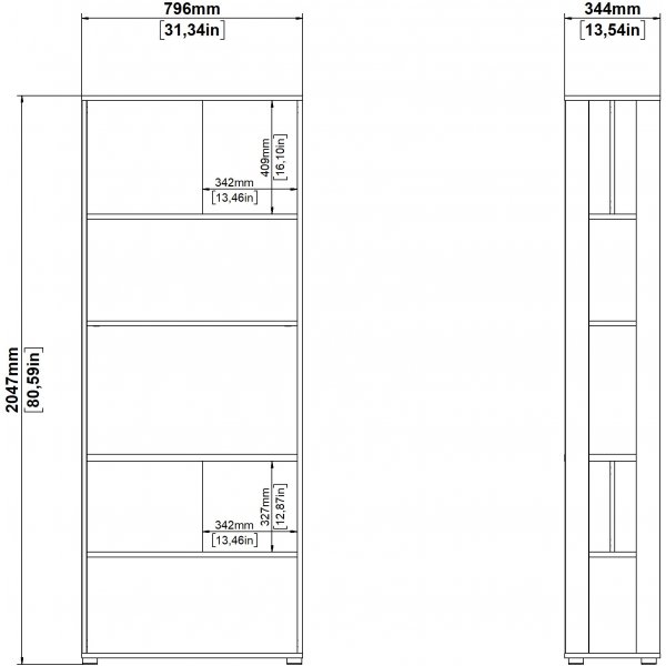 Sign-B�cherregal - Mattgrau/Hickory