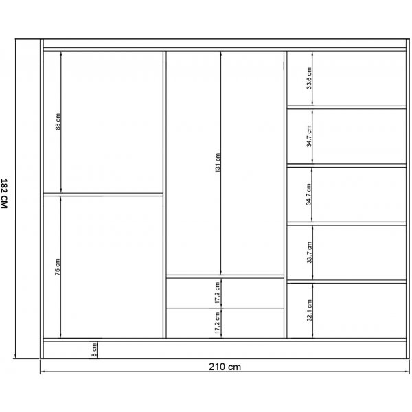 Henna-Kleiderschrank 210 x 50 x 182 cm - Weiß Henna-Kleiderschrank 210 x 50 x 182 cm - Weiß