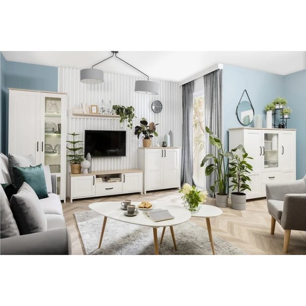 Triango Couchtisch 110 x 85 cm - Wei/Sonoma-Eiche