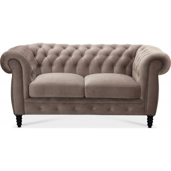 Chesterfield Cambridge 2-Sitzer Sofa - Hellgrauer Samt