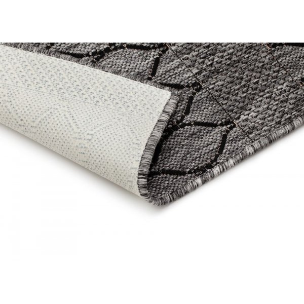 Flachgewebter Teppich Casey - Grau/Schwarz