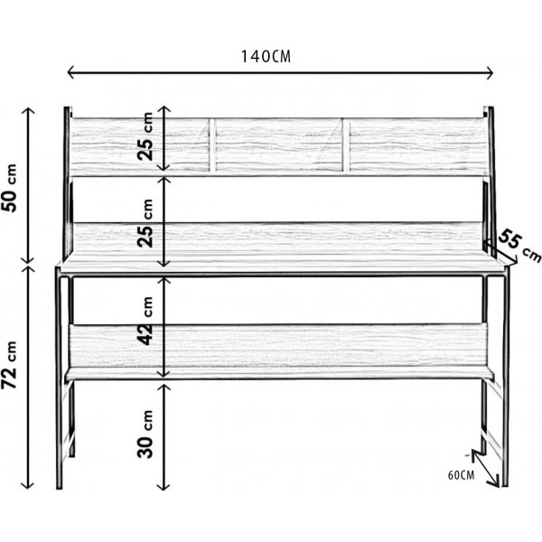 Ceren Schreibtisch 140 x 60 cm - Nussbaum