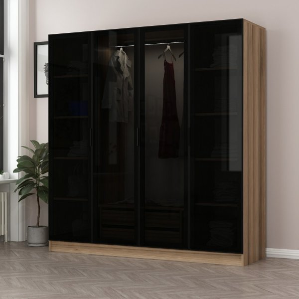 Cavolo Kleiderschrank 180x52x210 cm - Braun/Rauch