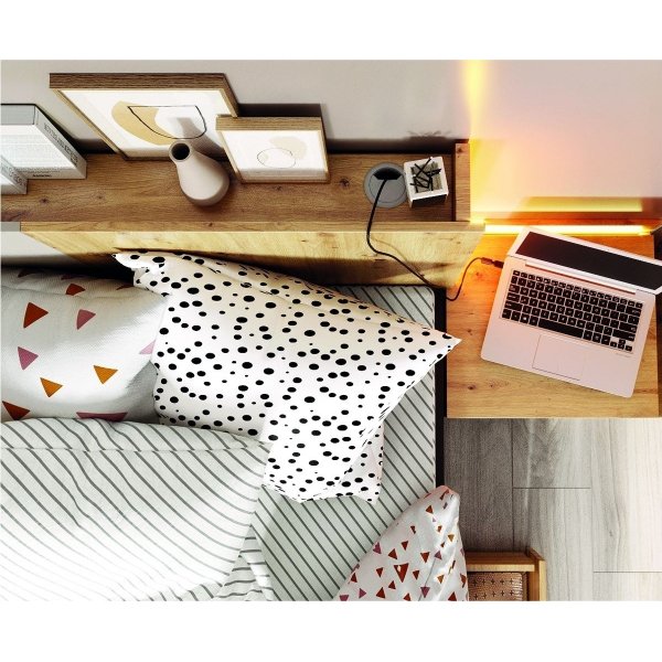 Qubic Bettrahmen 120 x 200 cm - Artisan Eiche/Grau/Schwarz