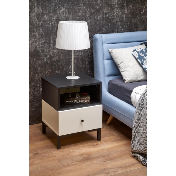 Chantelle Nachttisch - Weiß/Schwarz Chantelle Nachttisch - Weiß/Schwarz